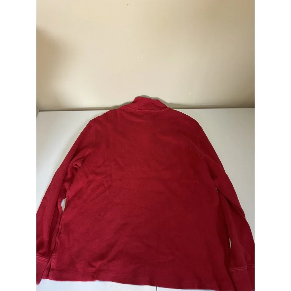 Polo Ralph Lauren Mens Large Red Quarter Zip Pullover Cotton Ribbed Sweater L